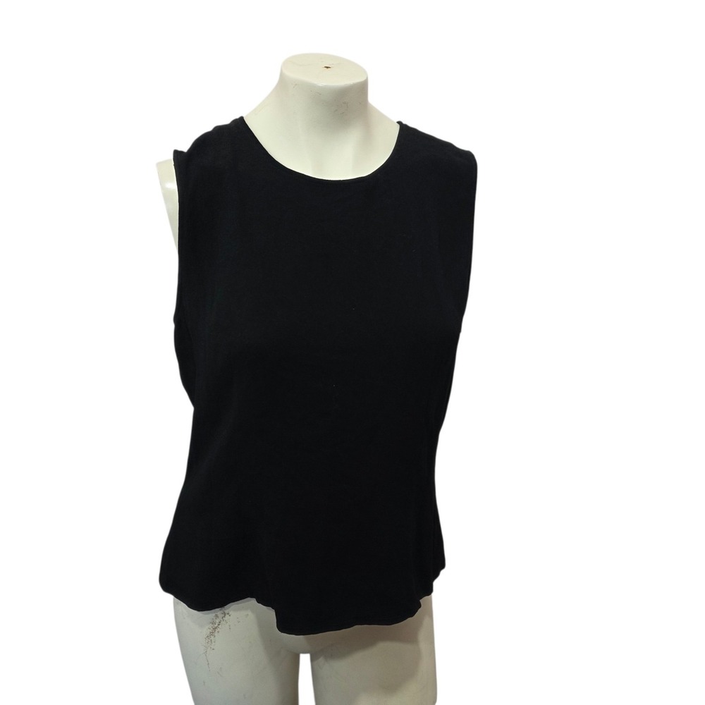Vintage Zelda Black Sleeveless Top Size 14 Button Back Minimalist Career